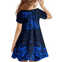 New Zealand Crocodile Tattoo and Fern Family Matching Off Shoulder Maxi Dress and Hawaiian Shirt Maori Pattern Blue Color LT03 - Polynesian Pride