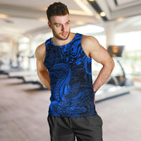 New Zealand Crocodile Tattoo and Fern Men Tank Top Maori Pattern Blue Color LT03 Blue - Polynesian Pride