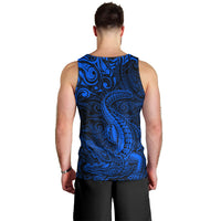 New Zealand Crocodile Tattoo and Fern Men Tank Top Maori Pattern Blue Color LT03 - Polynesian Pride