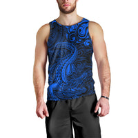 New Zealand Crocodile Tattoo and Fern Men Tank Top Maori Pattern Blue Color LT03 - Polynesian Pride