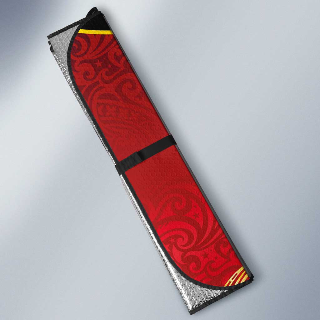 Papua New Guinea Independence Day Auto Sun Shade Happy Anniversary 50th Bird-of-paradise Melanesian Tattoos - Polynesian Pride