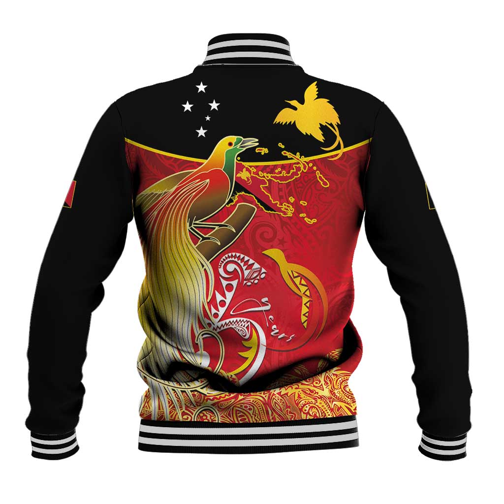 Papua New Guinea Independence Day Baseball Jacket Happy Anniversary 50th Bird-of-paradise Melanesian Tattoos LT03 - Polynesian Pride