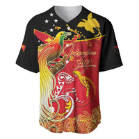 Papua New Guinea Independence Day Baseball Jersey Happy Anniversary 50th Bird-of-paradise Melanesian Tattoos LT03 Black - Polynesian Pride