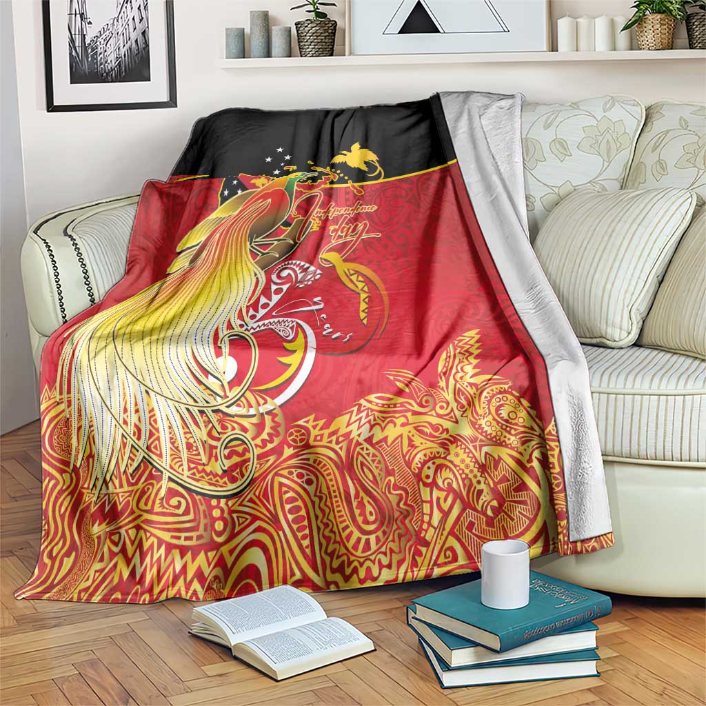 Papua New Guinea Independence Day Blanket Happy Anniversary 50th Bird-of-paradise Melanesian Tattoos LT03 Black - Polynesian Pride