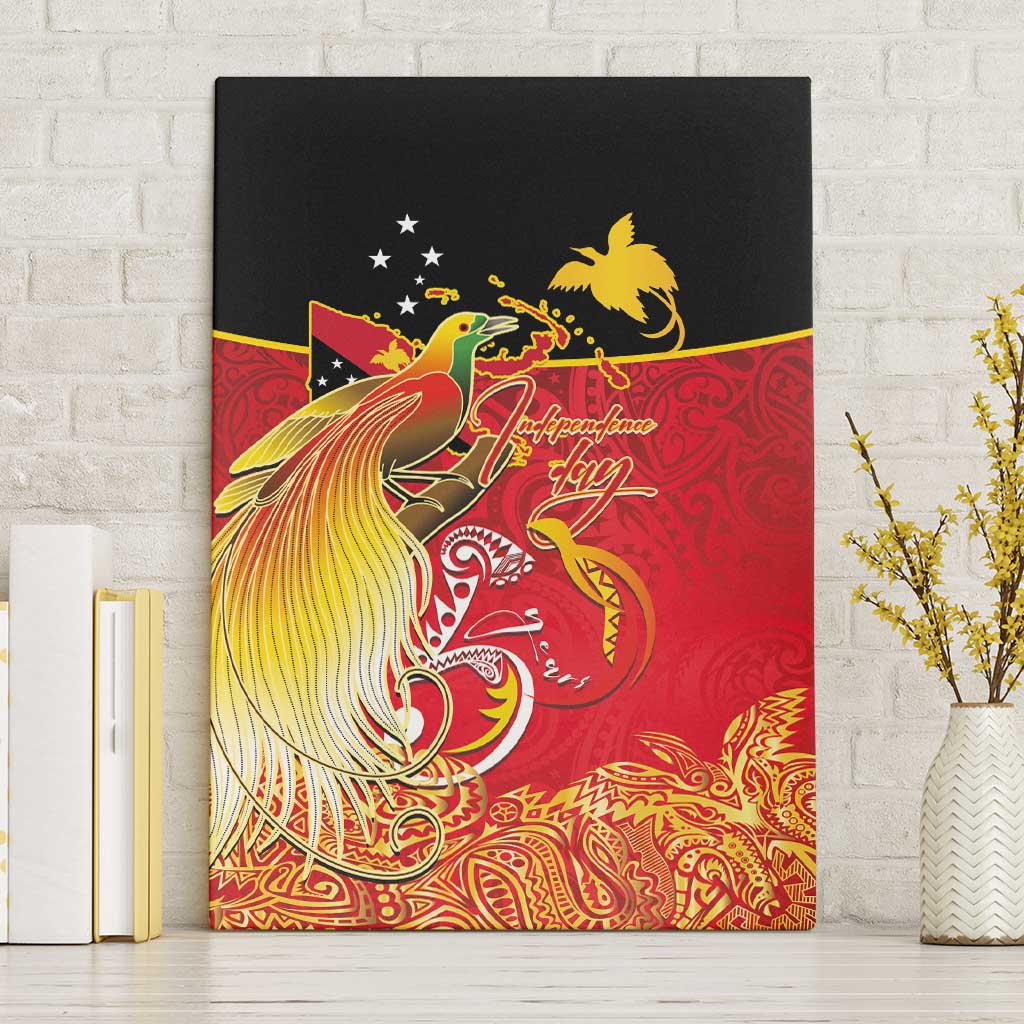 Papua New Guinea Independence Day Canvas Wall Art Happy Anniversary 50th Bird-of-paradise Melanesian Tattoos LT03 Without Frame Black - Polynesian Pride