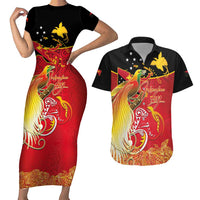 Papua New Guinea Independence Day Couples Matching Short Sleeve Bodycon Dress and Hawaiian Shirt Happy Anniversary 50th Bird-of-paradise Melanesian Tattoos - Polynesian Pride