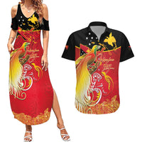 Papua New Guinea Independence Day Couples Matching Summer Maxi Dress and Hawaiian Shirt Happy Anniversary 50th Bird-of-paradise Melanesian Tattoos - Polynesian Pride