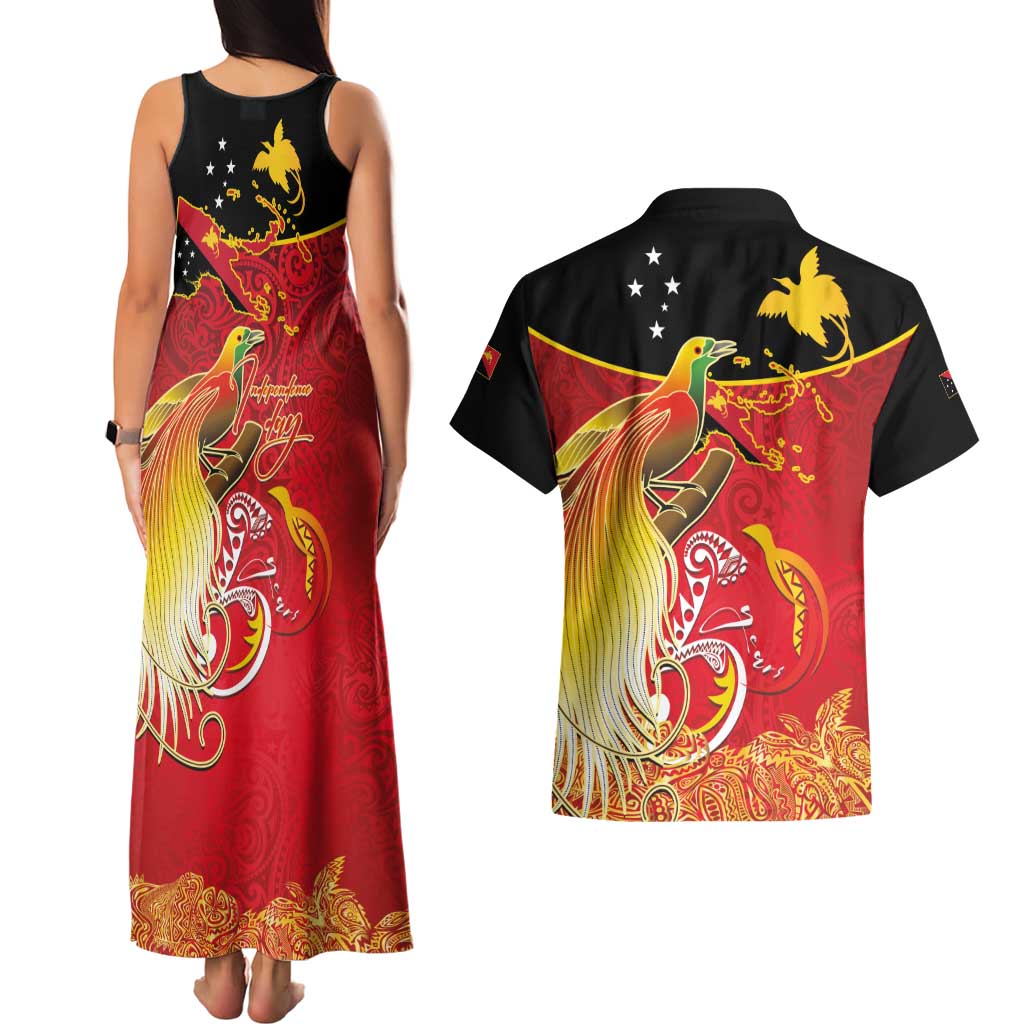 Papua New Guinea Independence Day Couples Matching Tank Maxi Dress and Hawaiian Shirt Happy Anniversary 50th Bird-of-paradise Melanesian Tattoos - Polynesian Pride
