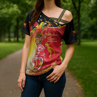 Papua New Guinea Independence Day Cross Shoulder Shirt Happy Anniversary 50th Bird-of-paradise Melanesian Tattoos - Polynesian Pride