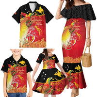 Papua New Guinea Independence Day Family Matching Mermaid Dress and Hawaiian Shirt Happy Anniversary 50th Bird-of-paradise Melanesian Tattoos LT03 - Polynesian Pride