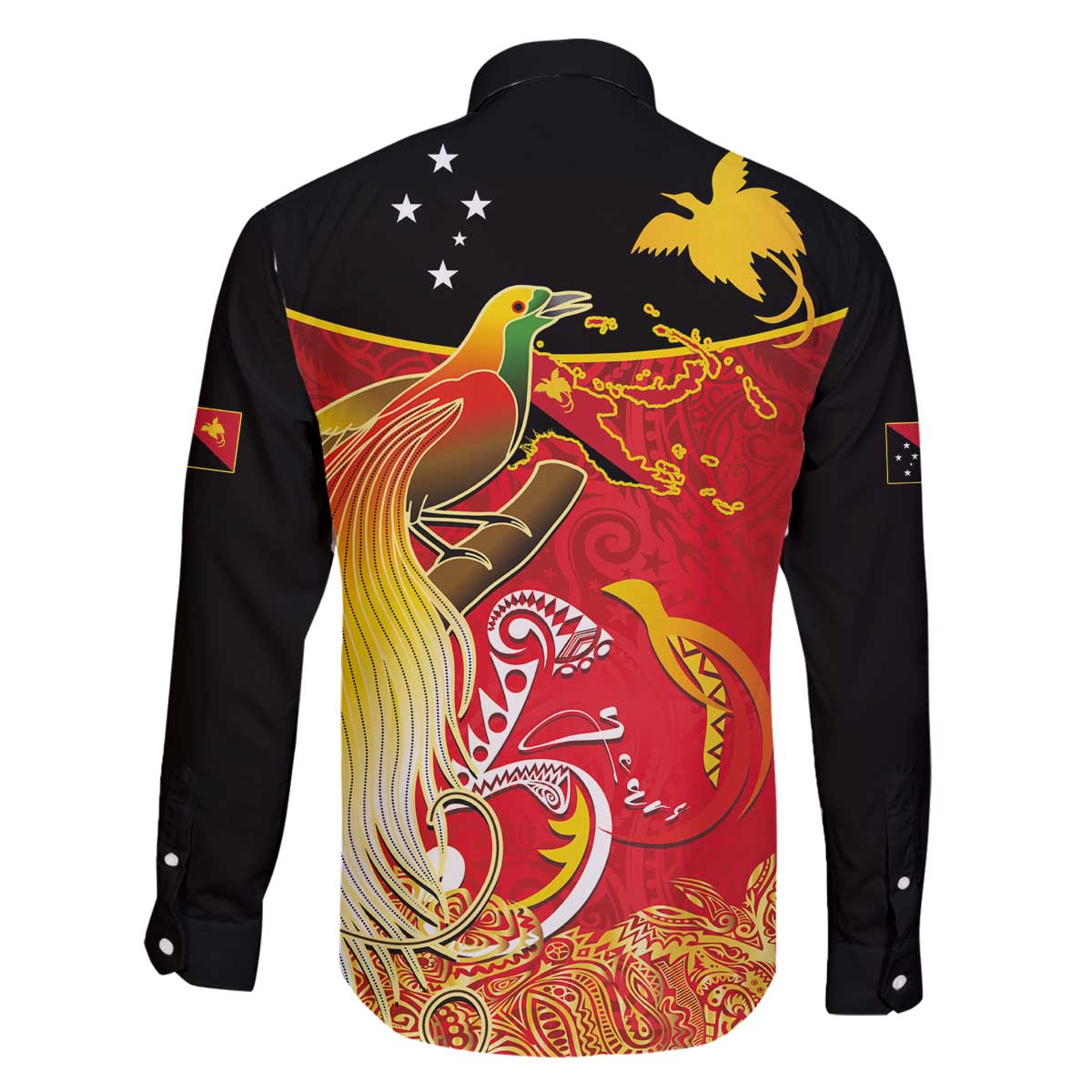 Papua New Guinea Independence Day Family Matching Off The Shoulder Long Sleeve Dress and Hawaiian Shirt Happy Anniversary 50th Bird-of-paradise Melanesian Tattoos - Polynesian Pride