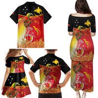 Papua New Guinea Independence Day Family Matching Puletasi and Hawaiian Shirt Happy Anniversary 50th Bird-of-paradise Melanesian Tattoos LT03 - Polynesian Pride