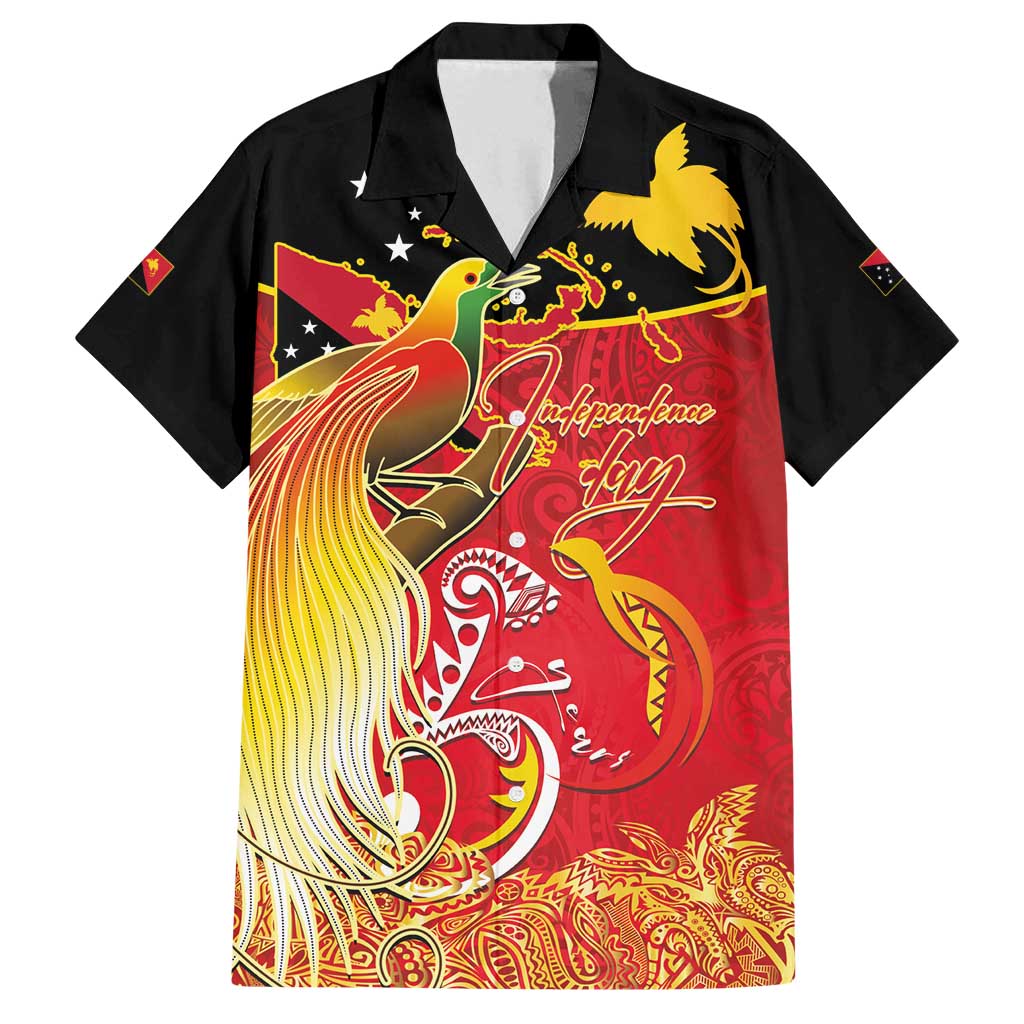 Papua New Guinea Independence Day Family Matching Tank Maxi Dress and Hawaiian Shirt Happy Anniversary 50th Bird-of-paradise Melanesian Tattoos LT03 Dad's Shirt - Short Sleeve Black - Polynesian Pride