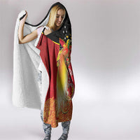 Papua New Guinea Independence Day Hooded Blanket Happy Anniversary 50th Bird-of-paradise Melanesian Tattoos - Polynesian Pride