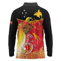 Papua New Guinea Independence Day Long Sleeve Polo Shirt Happy Anniversary 50th Bird-of-paradise Melanesian Tattoos LT03 - Polynesian Pride