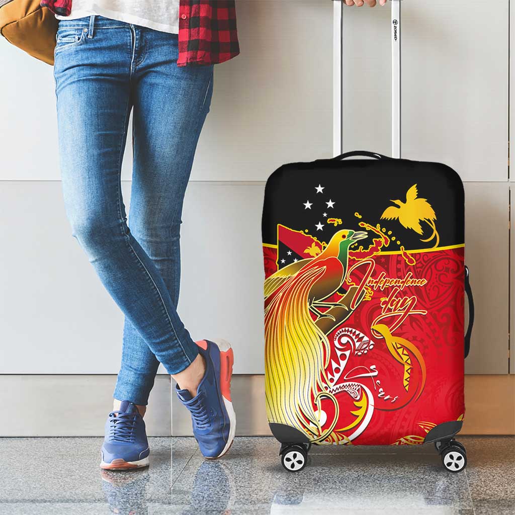 Papua New Guinea Independence Day Luggage Cover Happy Anniversary 50th Bird-of-paradise Melanesian Tattoos - Polynesian Pride