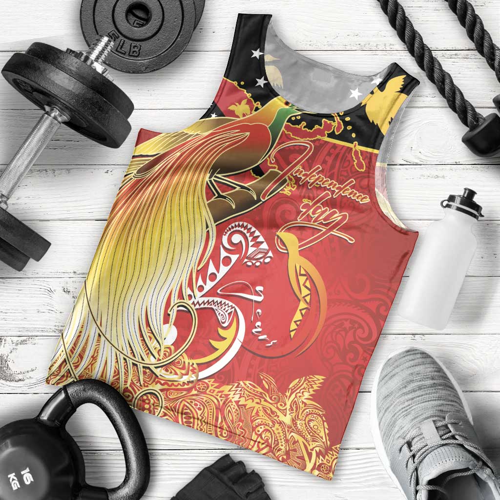 Papua New Guinea Independence Day Men Tank Top Happy Anniversary 50th Bird-of-paradise Melanesian Tattoos - Polynesian Pride