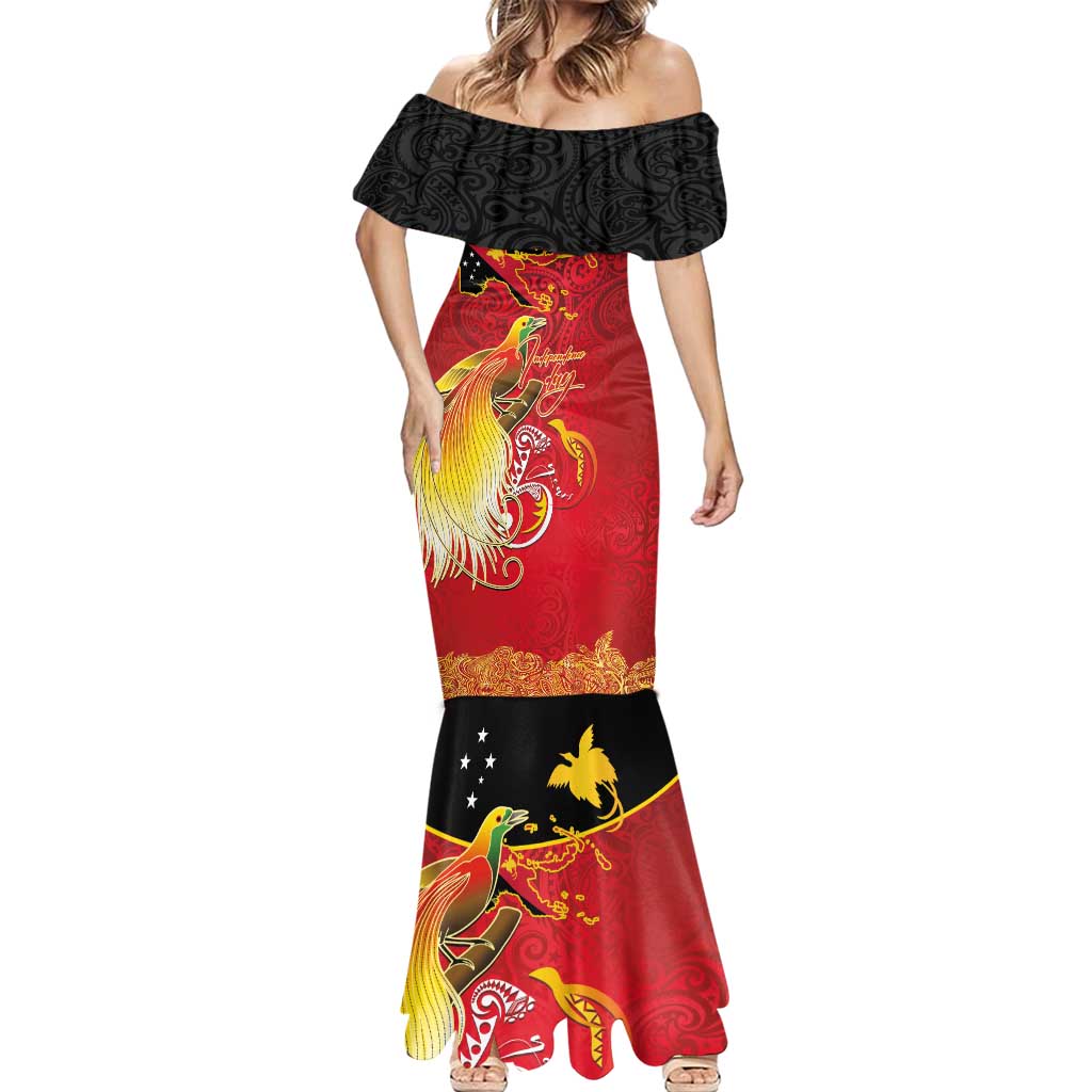 Papua New Guinea Independence Day Mermaid Dress Happy Anniversary 50th Bird-of-paradise Melanesian Tattoos - Polynesian Pride