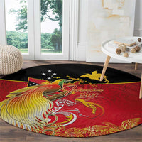 Papua New Guinea Independence Day Round Carpet Happy Anniversary 50th Bird-of-paradise Melanesian Tattoos LT03 - Polynesian Pride