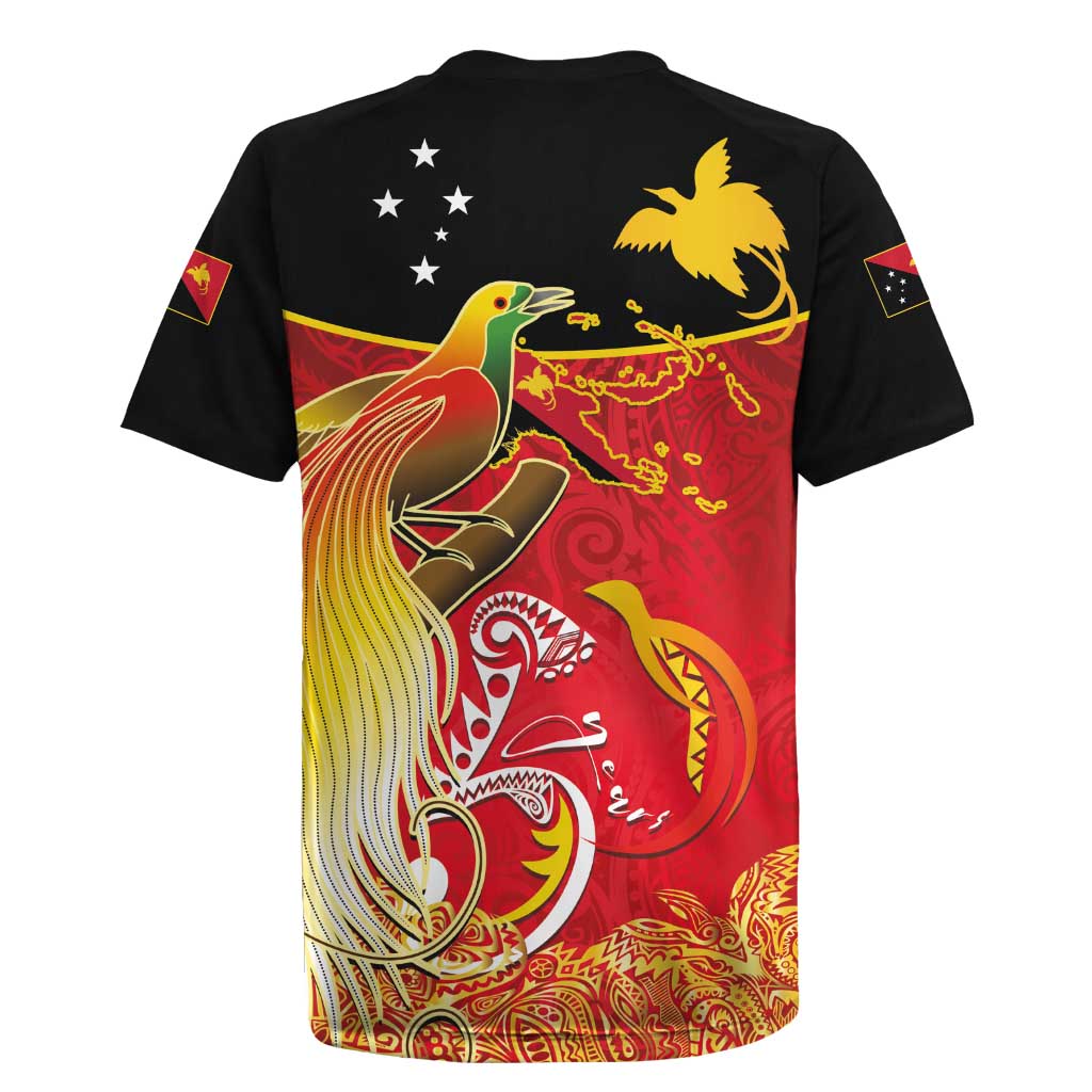 Papua New Guinea Independence Day Rugby Jersey Happy Anniversary 50th Bird-of-paradise Melanesian Tattoos - Polynesian Pride
