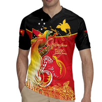 Papua New Guinea Independence Day Rugby Jersey Happy Anniversary 50th Bird-of-paradise Melanesian Tattoos - Polynesian Pride