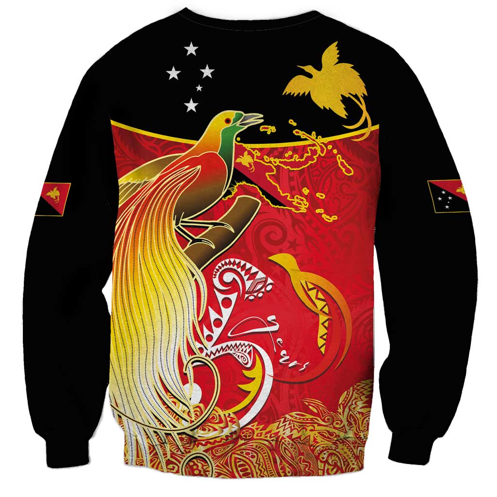 Papua New Guinea Independence Day Sweatshirt Happy Anniversary 50th Bird-of-paradise Melanesian Tattoos LT03 - Polynesian Pride