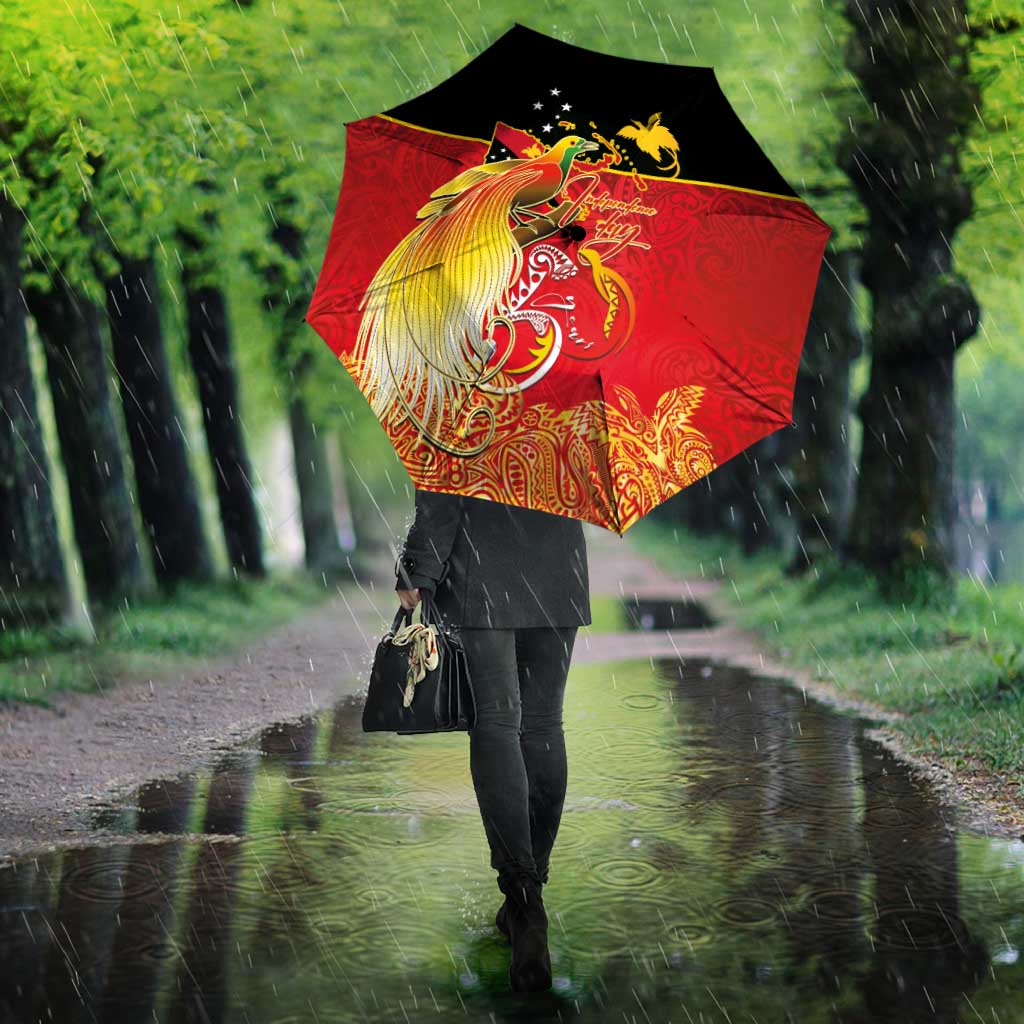 Papua New Guinea Independence Day Umbrella Happy Anniversary 50th Bird-of-paradise Melanesian Tattoos - Polynesian Pride