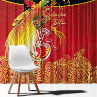 Papua New Guinea Independence Day Window Curtain Happy Anniversary 50th Bird-of-paradise Melanesian Tattoos LT03 - Polynesian Pride