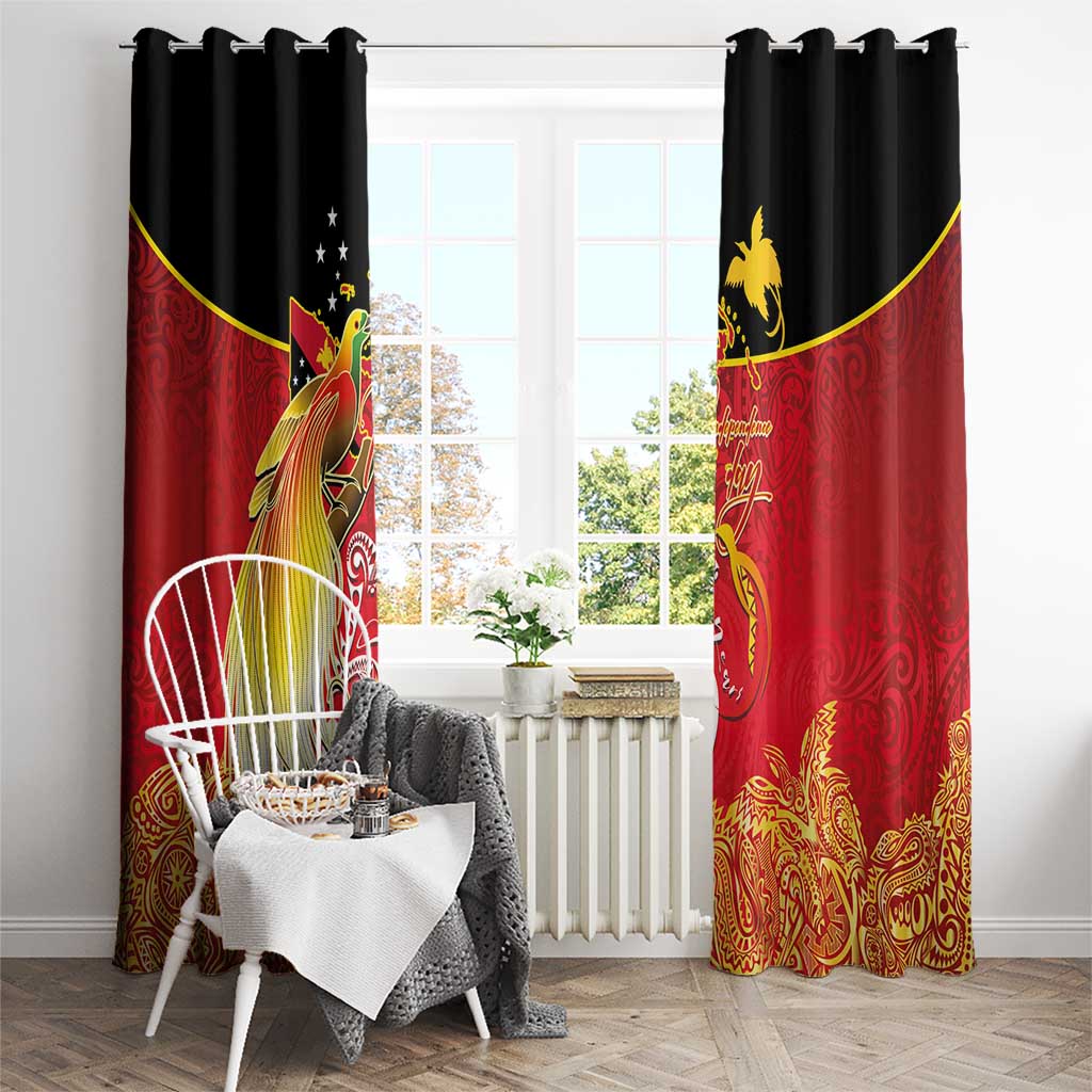 Papua New Guinea Independence Day Window Curtain Happy Anniversary 50th Bird-of-paradise Melanesian Tattoos LT03 - Polynesian Pride