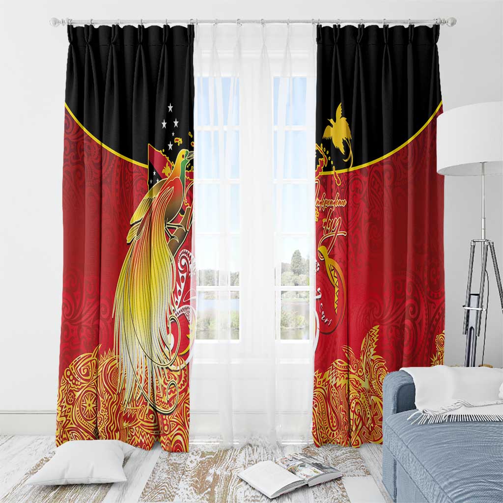 Papua New Guinea Independence Day Window Curtain Happy Anniversary 50th Bird-of-paradise Melanesian Tattoos LT03 - Polynesian Pride