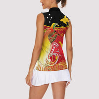 Papua New Guinea Independence Day Women Sleeveless Polo Shirt Happy Anniversary 50th Bird-of-paradise Melanesian Tattoos LT03 - Polynesian Pride