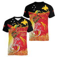 Papua New Guinea Independence Day Women V-Neck T-Shirt Happy Anniversary 50th Bird-of-paradise Melanesian Tattoos LT03 - Polynesian Pride