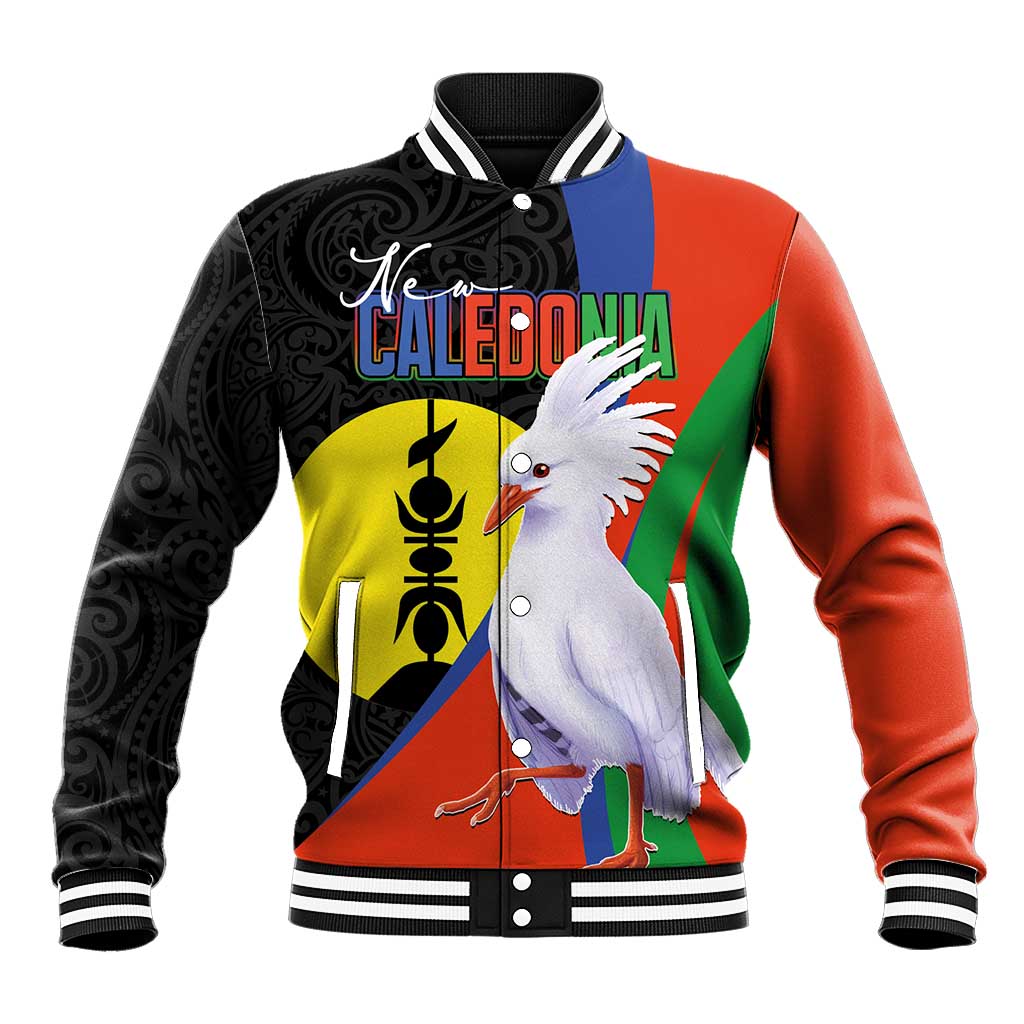 New Caledonia Baseball Jacket Kagu Bird and The Seal with Melanesian Culture - Polynesian Pride