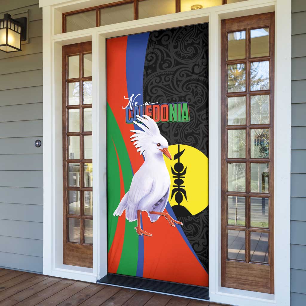 New Caledonia Door Cover Kagu Bird and The Seal with Melanesian Culture - Polynesian Pride