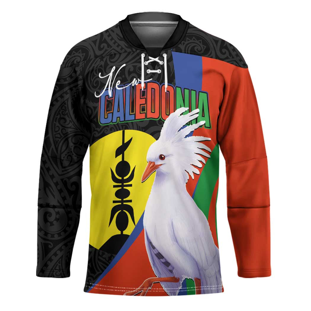 New Caledonia Hockey Jersey Kagu Bird and The Seal with Melanesian Culture - Polynesian Pride