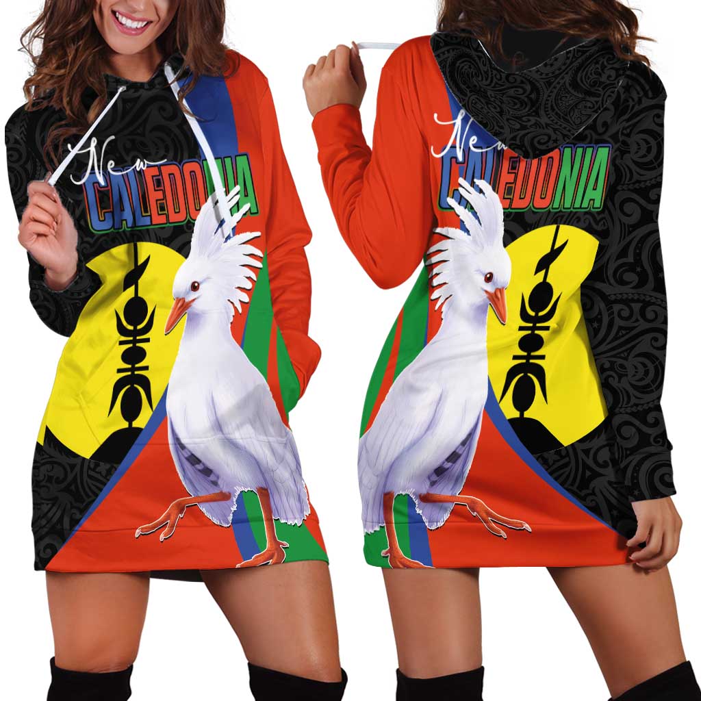 New Caledonia Hoodie Dress Kagu Bird and The Seal with Melanesian Culture - Polynesian Pride