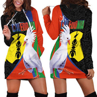 New Caledonia Hoodie Dress Kagu Bird and The Seal with Melanesian Culture - Polynesian Pride