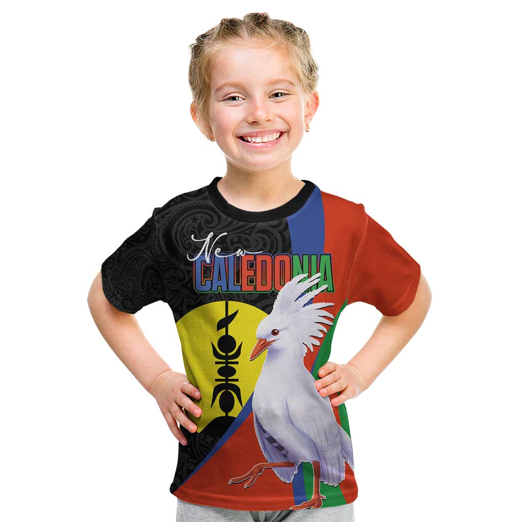 New Caledonia Kid T Shirt Kagu Bird and The Seal with Melanesian Culture - Polynesian Pride