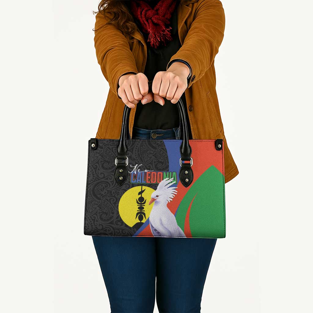 New Caledonia Leather Bag Kagu Bird and The Seal with Melanesian Culture - Polynesian Pride