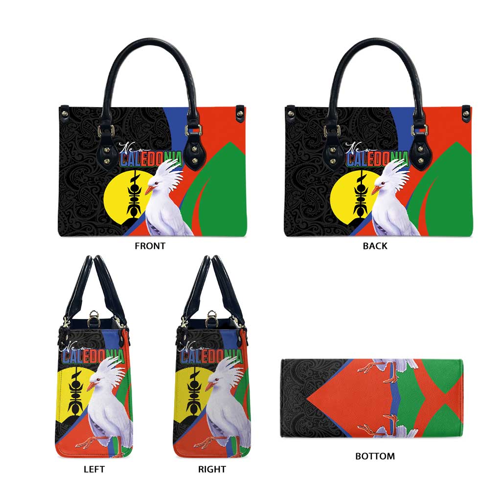 New Caledonia Leather Bag Kagu Bird and The Seal with Melanesian Culture - Polynesian Pride