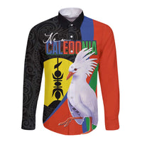 New Caledonia Long Sleeve Button Shirt Kagu Bird and The Seal with Melanesian Culture - Polynesian Pride