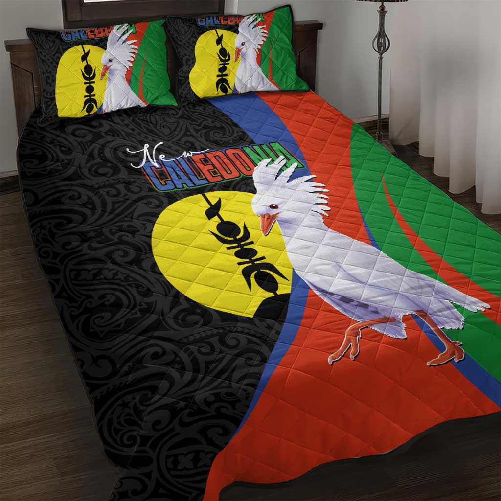 New Caledonia Quilt Bed Set Kagu Bird and The Seal with Melanesian Culture - Polynesian Pride