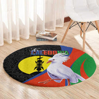 New Caledonia Round Carpet Kagu Bird and The Seal with Melanesian Culture - Polynesian Pride