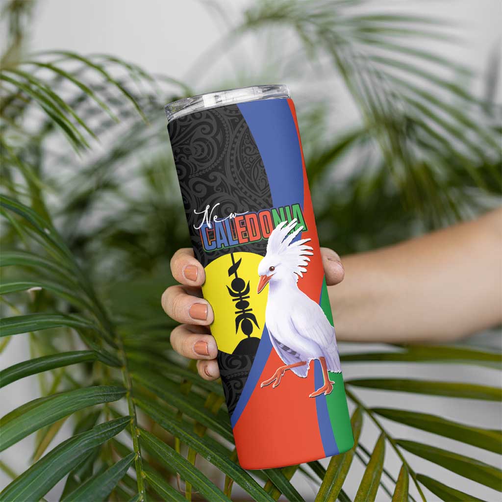 New Caledonia Skinny Tumbler Kagu Bird and The Seal with Melanesian Culture - Polynesian Pride