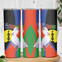 New Caledonia Skinny Tumbler Kagu Bird and The Seal with Melanesian Culture - Polynesian Pride