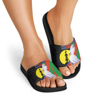 New Caledonia Slide Sandals Kagu Bird and The Seal with Melanesian Culture LT03 - Polynesian Pride