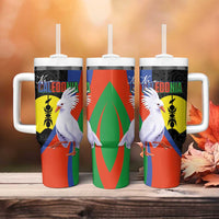 New Caledonia Tumbler With Handle Kagu Bird and The Seal with Melanesian Culture LT03 - Polynesian Pride