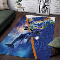 Marshall Islands Manit Day Area Rug Grunge National Flag with Whales and Tribal Tattoos LT03 Blue - Polynesian Pride