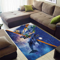 Marshall Islands Manit Day Area Rug Grunge National Flag with Whales and Tribal Tattoos LT03 - Polynesian Pride