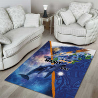 Marshall Islands Manit Day Area Rug Grunge National Flag with Whales and Tribal Tattoos LT03 - Polynesian Pride